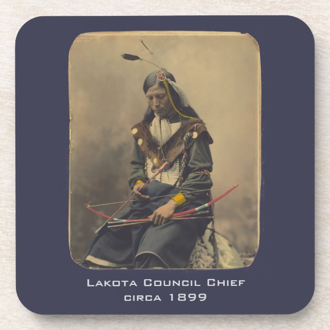 Vintage Photo Native American Lakota Indian Chief Coaster (Front)