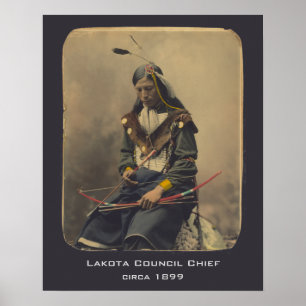 Vintage Photo Native American Lakota Indian Chief Poster