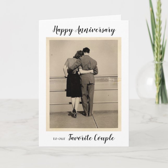 Vintage Photo of a Couple Embracing Anniversary    Card (Front)
