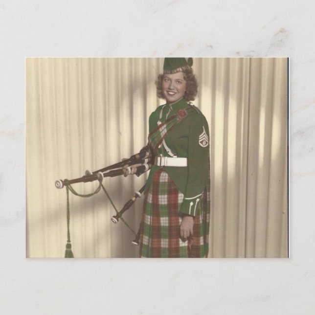 vintage photo of bagpiper girl postcard (Front)