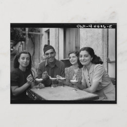 Vintage photo of people eating ice cream postcard