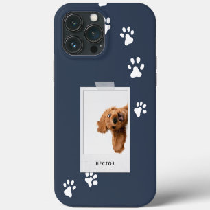Vintage photo pet typography modern navy blue  iPhone 13 pro max case