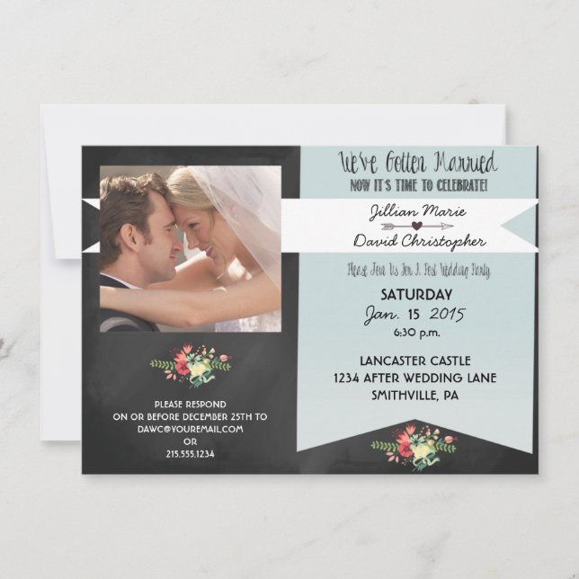 Vintage Photo Post Wedding Party Invitation (Front)