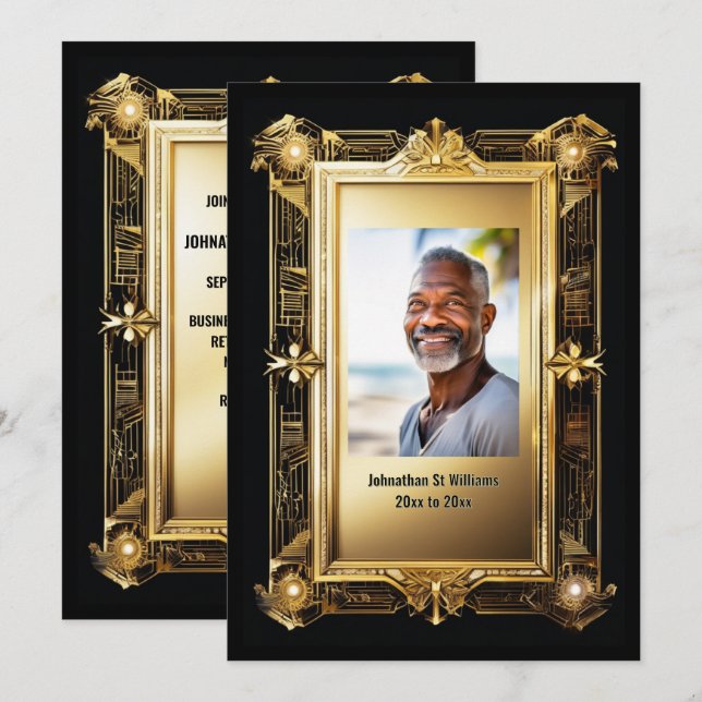 Vintage photo retirement farewell party retro chic invitation (Front/Back)