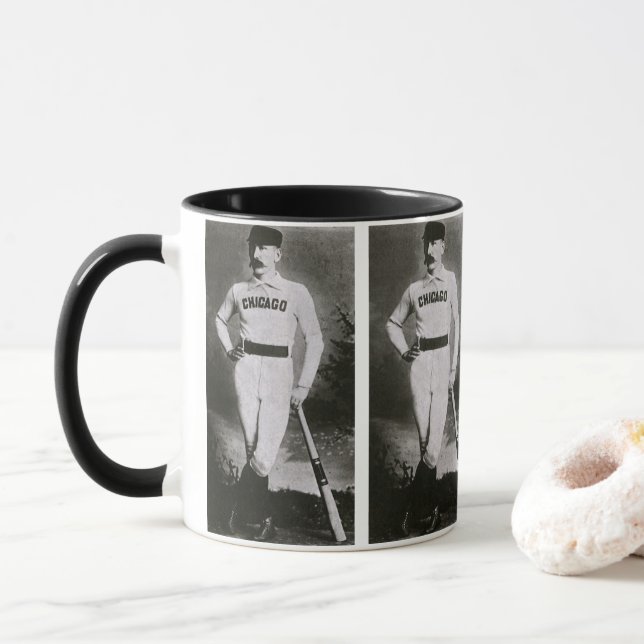 Vintage Photo, Sports Chicago Baseball Player Mug (With Donut)
