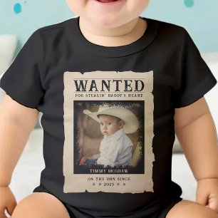 Vintage Photo Wanted Poster Funny Father's Day Baby Bodysuit