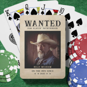 Vintage Photo Wanted Poster Funny Father's Day Playing Cards