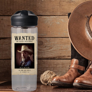 Vintage Photo Wanted Poster Funny Father's Day Water Bottle
