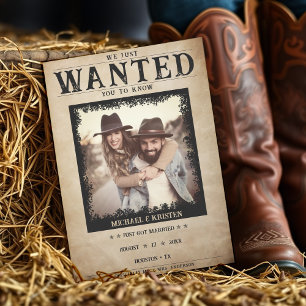 Vintage Photo Wanted Poster Wedding Invitation