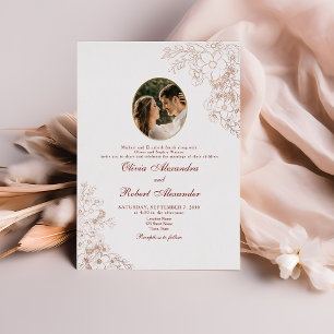 Vintage Photo Wedding Gold Foil Invitation