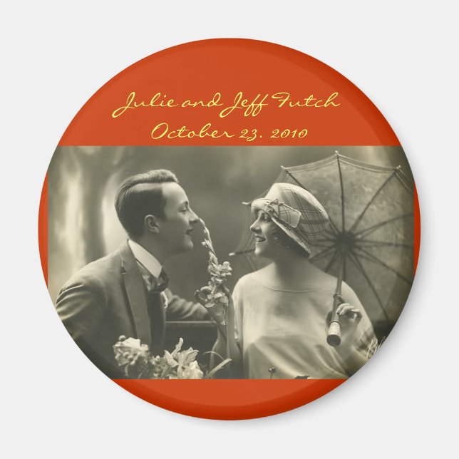 vintage photo wedding magnet (Front)