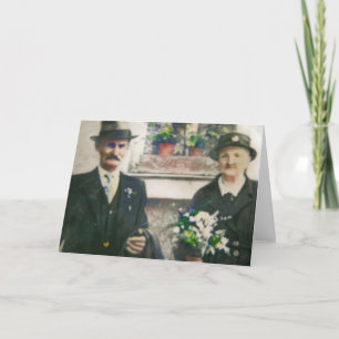 Vintage photo with the grandparents card