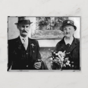 Vintage photo with the grandparents postcard
