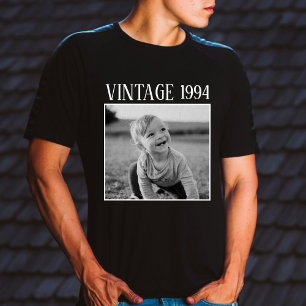 Vintage Photo & Year Black And White Birthday T-Shirt