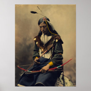 Vintage Photograph of Cherokee Man with Bow Poster