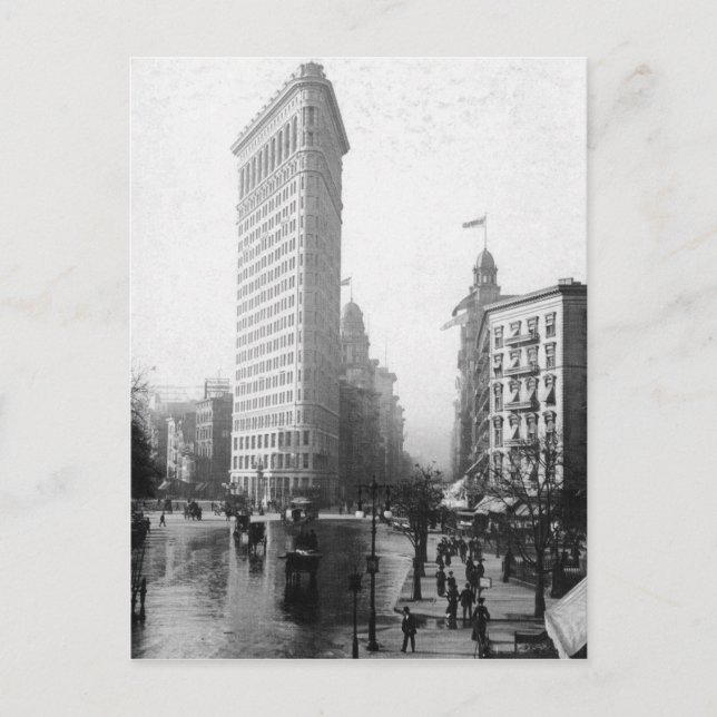 Vintage Photograph of the Flatiron Building NYC Postcard (Front)