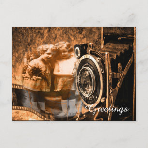 Vintage photograph of two Children posing Postcard