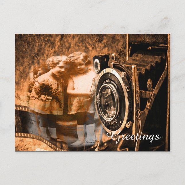 Vintage photograph of two Children posing Postcard (Front)