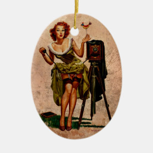 Vintage Photographer Ceramic Tree Decoration