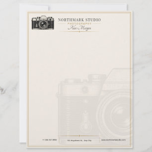 Vintage Photographer Luxury Gold Camera Custom Letterhead
