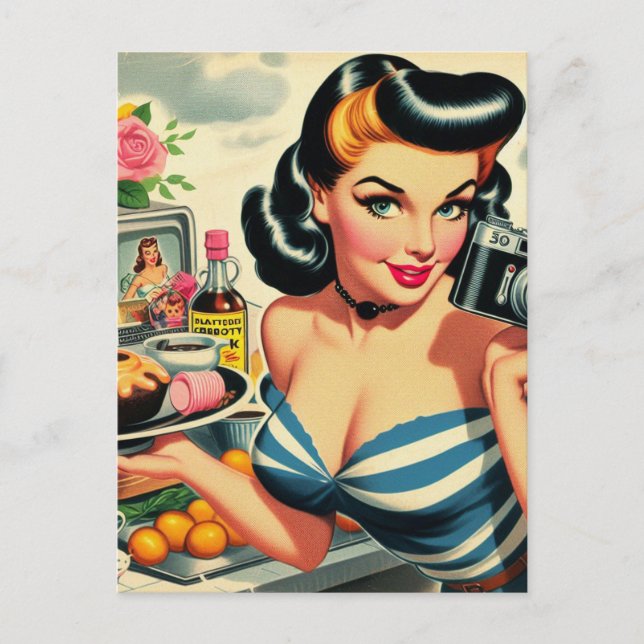 Vintage Photographer Pin Up Postcard (Front)
