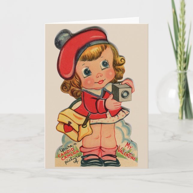 Vintage Photographer Valentine Greeting Card (Front)