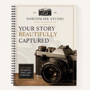 Vintage Photography Branding, Elegant Camera Notebook