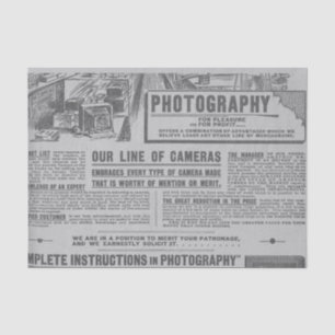 Vintage Photography Camera Advertisement Tissue Paper