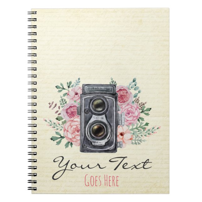 Vintage Photography Camera Rustic Photographer Notebook (Front)