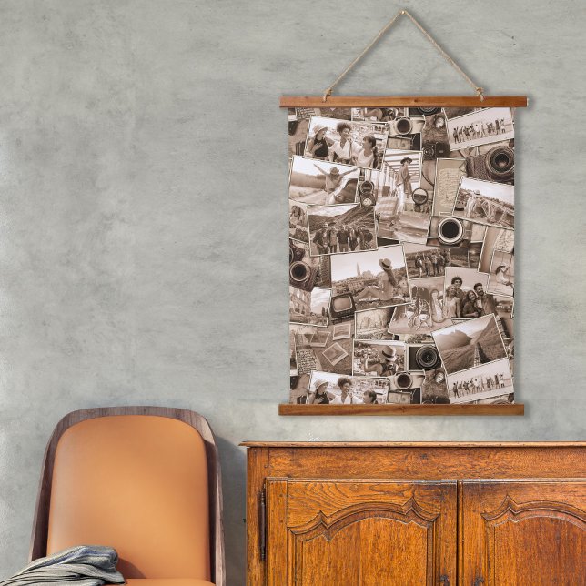 Vintage Photography Collage Sepia ID1066 Hanging Tapestry (Creator Uploaded)