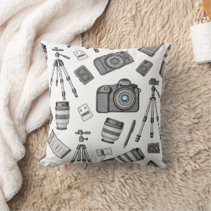 Vintage Photography Equipment Pattern Cushion