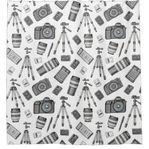Vintage Photography Equipment Pattern Shower Curtain