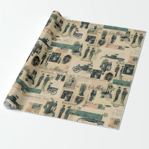 Vintage Photos 19th Century Collage Wrapping Paper