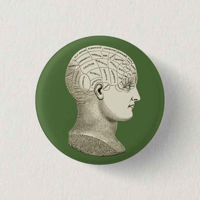 Vintage Phrenology Button (Front)