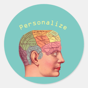 Vintage Phrenology Head Mind Brain Map Classic Round Sticker
