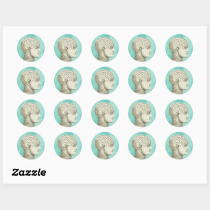 Vintage Phrenology Head Profile Image Classic Round Sticker