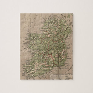 Vintage Physical Map of Ireland (1880) Jigsaw Puzzle