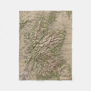Vintage Physical Map of Scotland (1880) Fleece Blanket