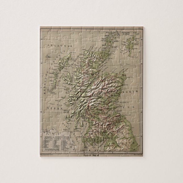 Vintage Physical Map of Scotland (1880) Jigsaw Puzzle (Vertical)