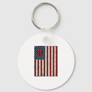 Vintage Pi American Flag Math Teacher Shirt Design Key Ring