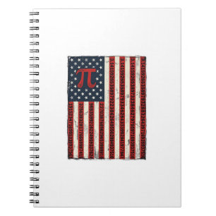 Vintage Pi American Flag Math Teacher Shirt Design Notebook