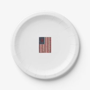 Vintage Pi American Flag Math Teacher Shirt Design Paper Plate