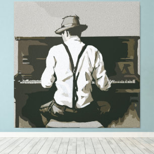 Vintage Pianist in Harmony Canvas Print