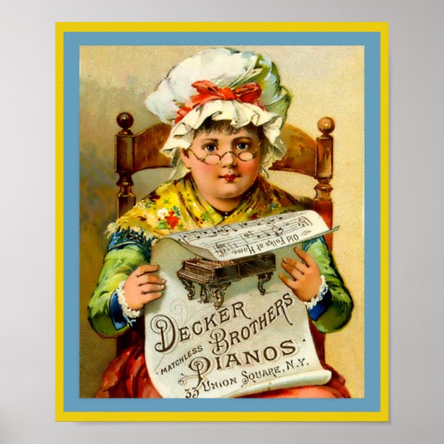 Vintage Piano Ad Decker Brothers Pianos 1880 Poster (Front)