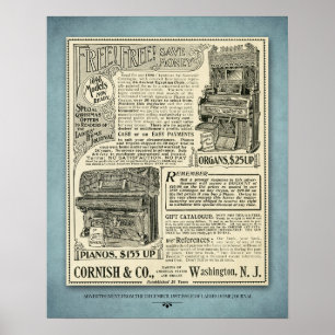 Vintage Piano Ad Poster