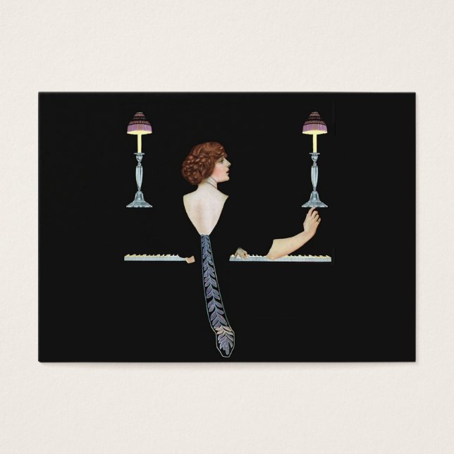 Vintage Piano Girl Gift Tag (Front)