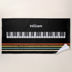 Vintage  Piano Keyboard Personalised Musician's Beach Towel