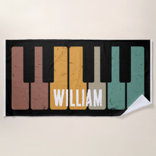 Vintage  Piano Keyboard Personalised Musician's Beach Towel