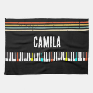 Vintage Piano Keyboard Personalised Musician's Tea Towel