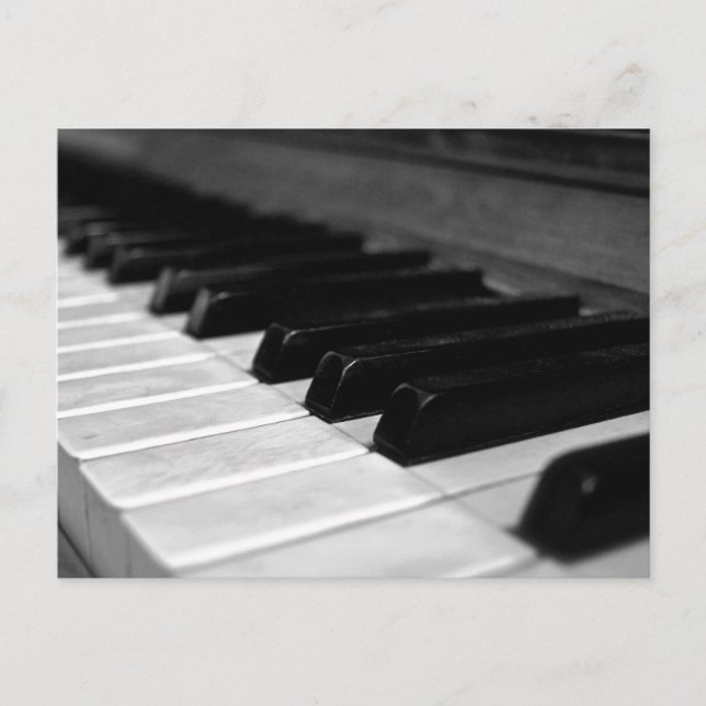 Vintage Piano Keys; Black and White Postcard (Front)